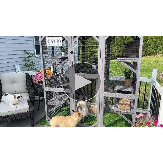 Large Cat House Outdoor Cat Enclosure Indoor Cage Kitty Condo Playpen with Door R907515