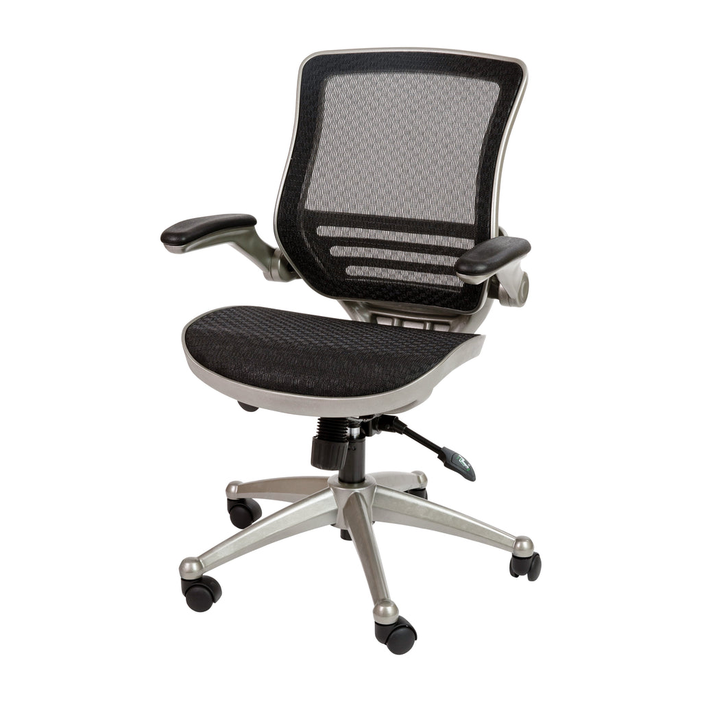 Mid-Back Transparent Black Mesh Executive Swivel Office Chair with Flip-Up Arms J16744