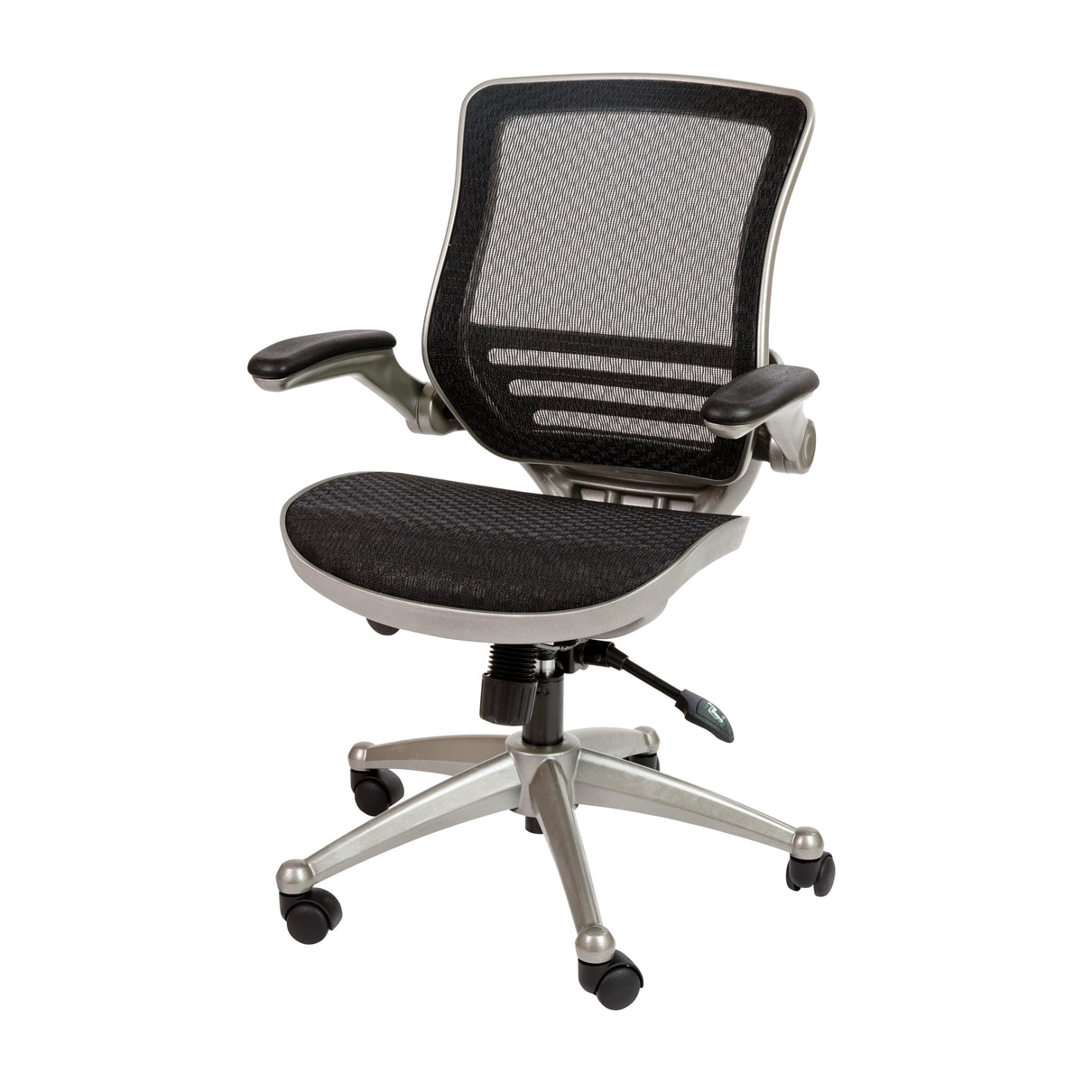 Mid-Back Transparent Black Mesh Executive Swivel Office Chair with Flip-Up Arms J16744