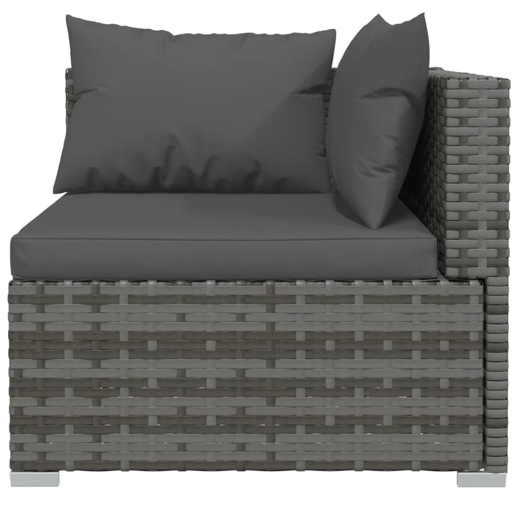 9 Piece Gray Poly Rattan Patio Set with Cushions I25489