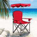 Red Portable Folding Beach Canopy Chair with Cup Holders F4953