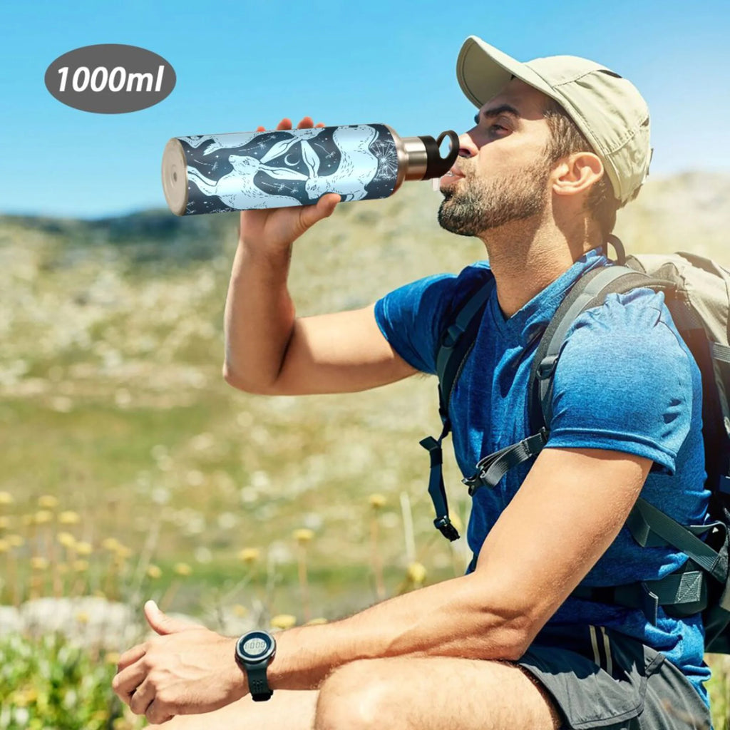 Blue Stainless Steel Insulated Water Bottle with Straw Lid D71538