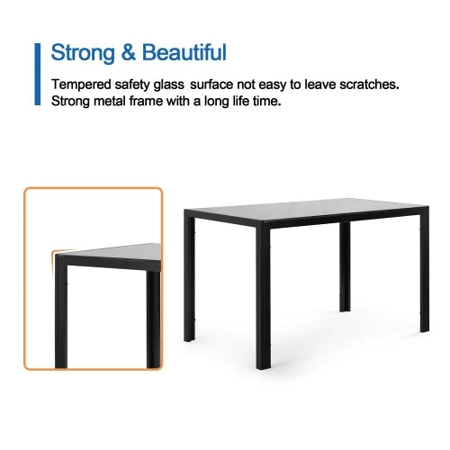 Black Tempered Glass Dining Table Q84801