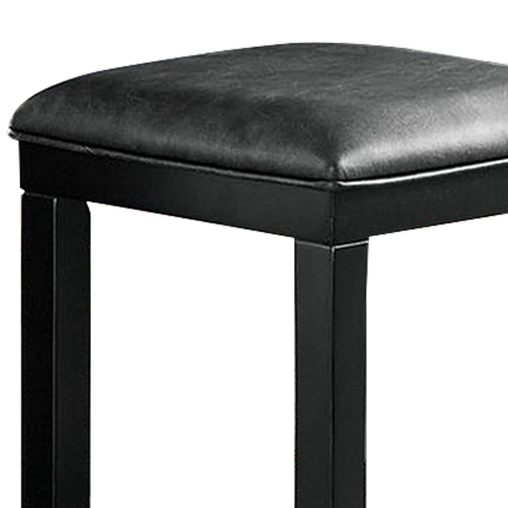 Black and Gray Leatherette Stool, Set of 2 L67027