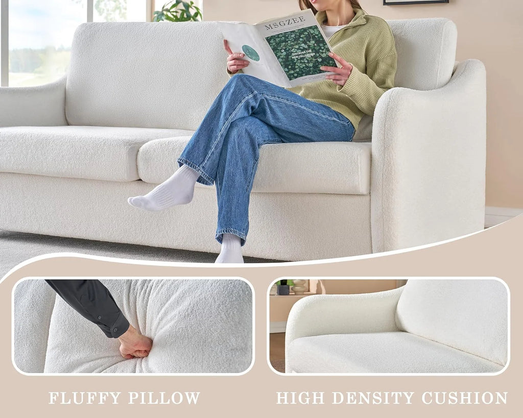 White Boucle 3 Seater Sofa K6815