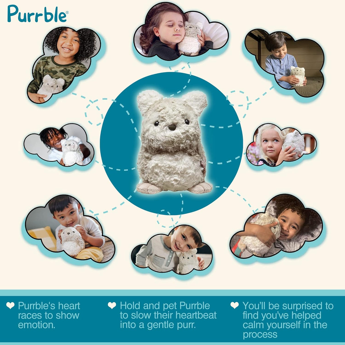 Calming Toy Companion with Dynamic Heartbeat and Soothing Purr Plush Z392595