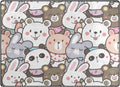Panda and Bunny Illustration Design Area Rug, 80"x 58" Washable Non Slip Soft Carpet U7871
