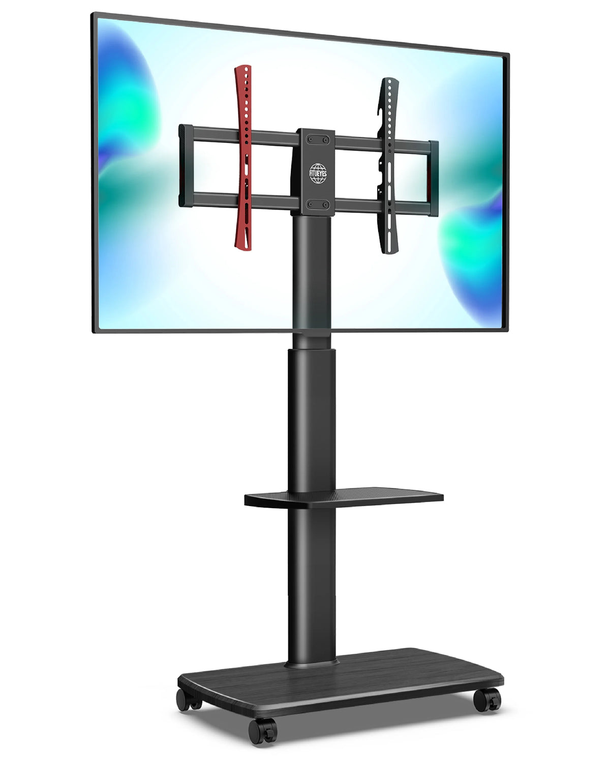 Black TV Stand with Swivel Mount and Adjustable Shelf R4815
