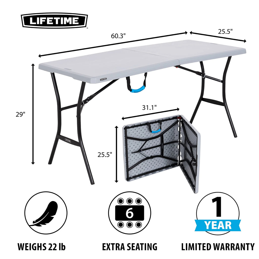 5 Foot Rectangle Fold-in-Half Table Gray K84897
