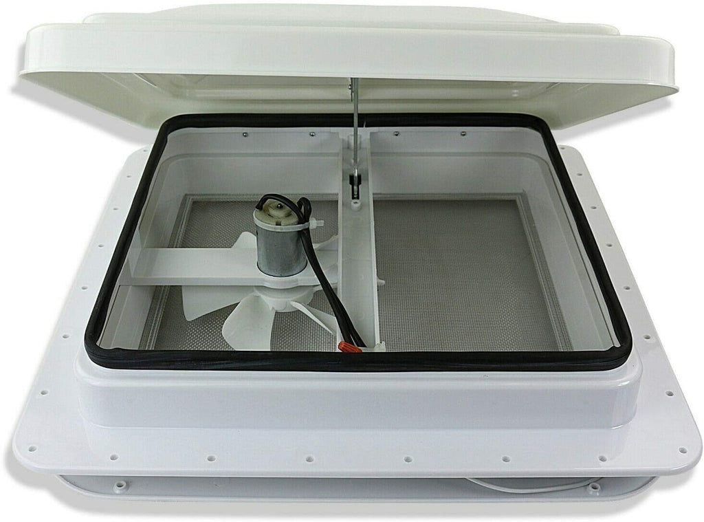 White Lid 12V RV Roof Vent with Fan D74527