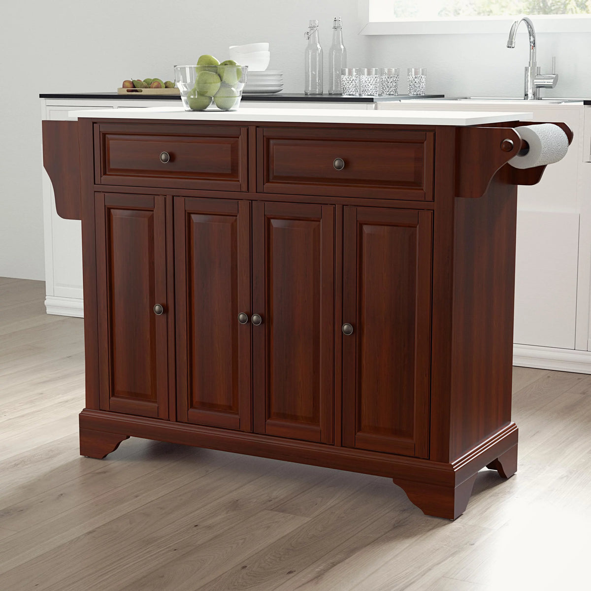 Mahogany Wood Granite Top Kitchen Island I298