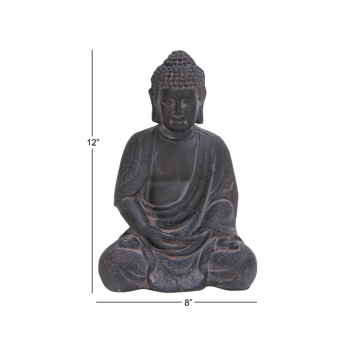 8" x 12" Gray Ceramic Meditating Buddha Sculpture G1753