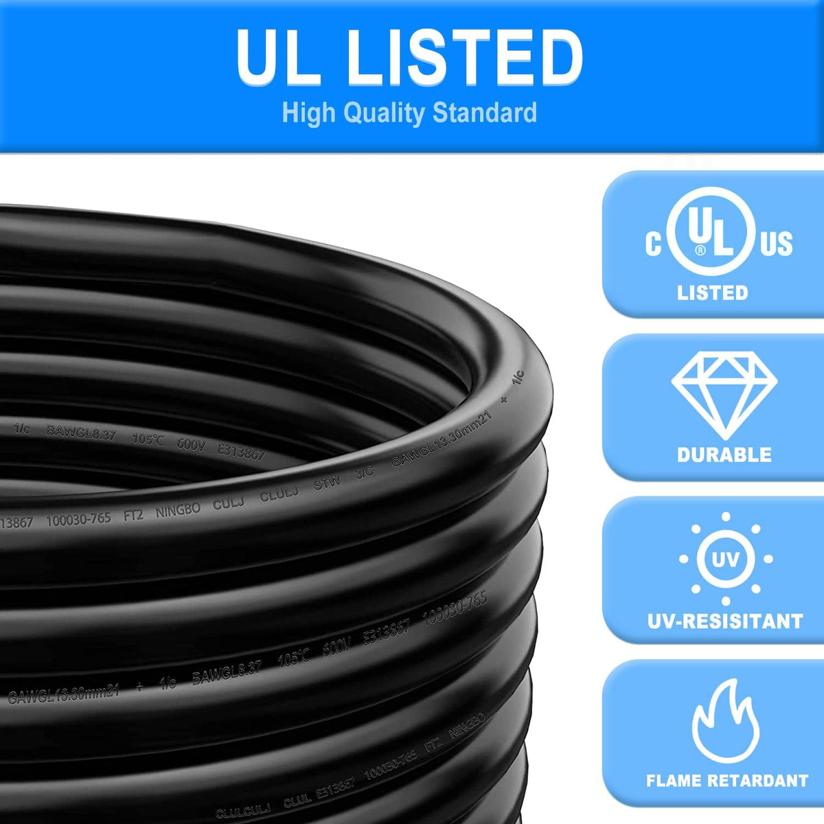 30 Amp 25 Feet RV Extension Cord with Polarity LED Light, Grip Handle, Twist Locking, STW 10AWG 3 Wire, NEMA TT-30P to L5-30R, Pack of 2 Y68276