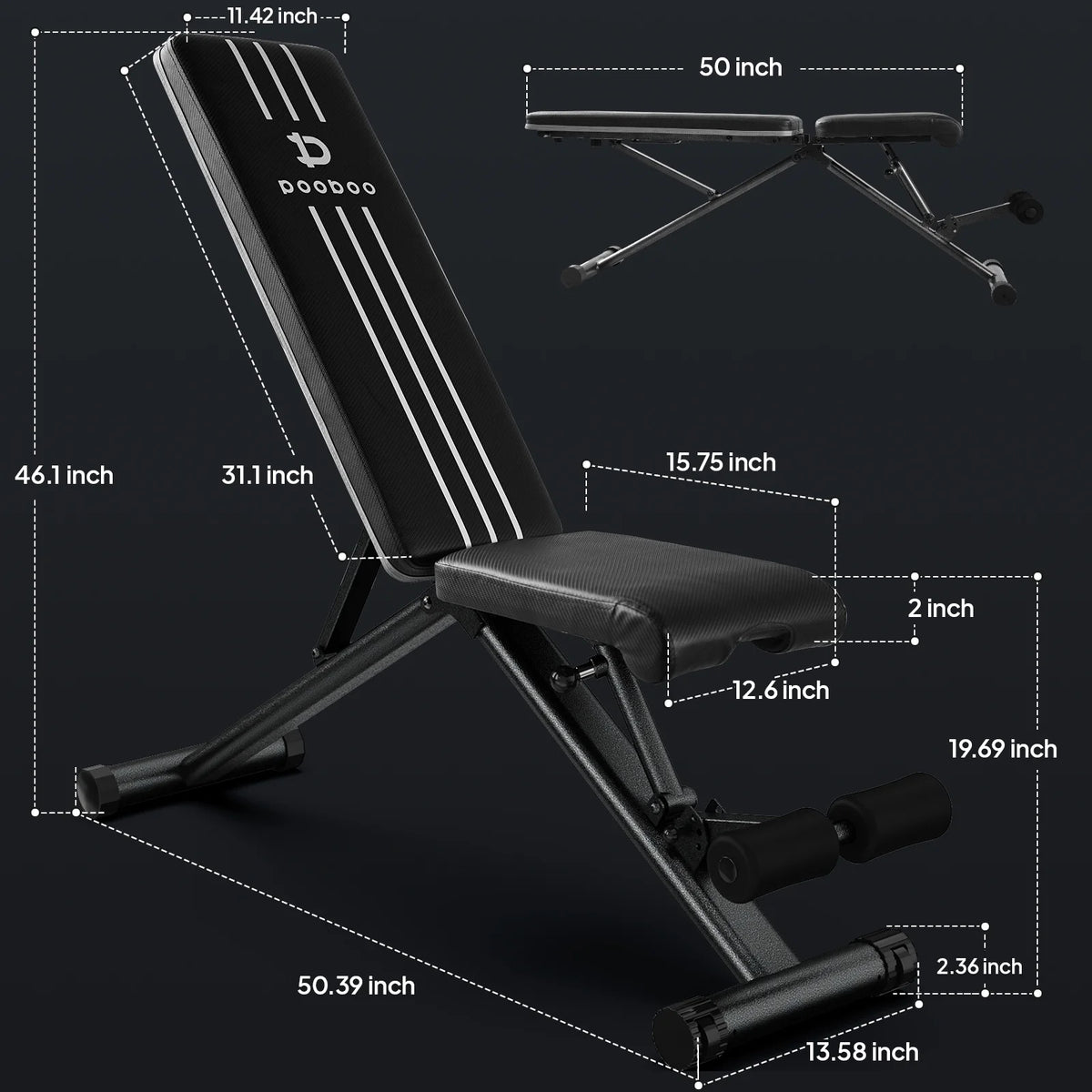 Foldable Adjustable Weight Bench Q159