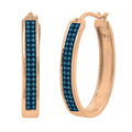 Round Blue Diamond Hoop Earrings in 18K Rose Gold K406