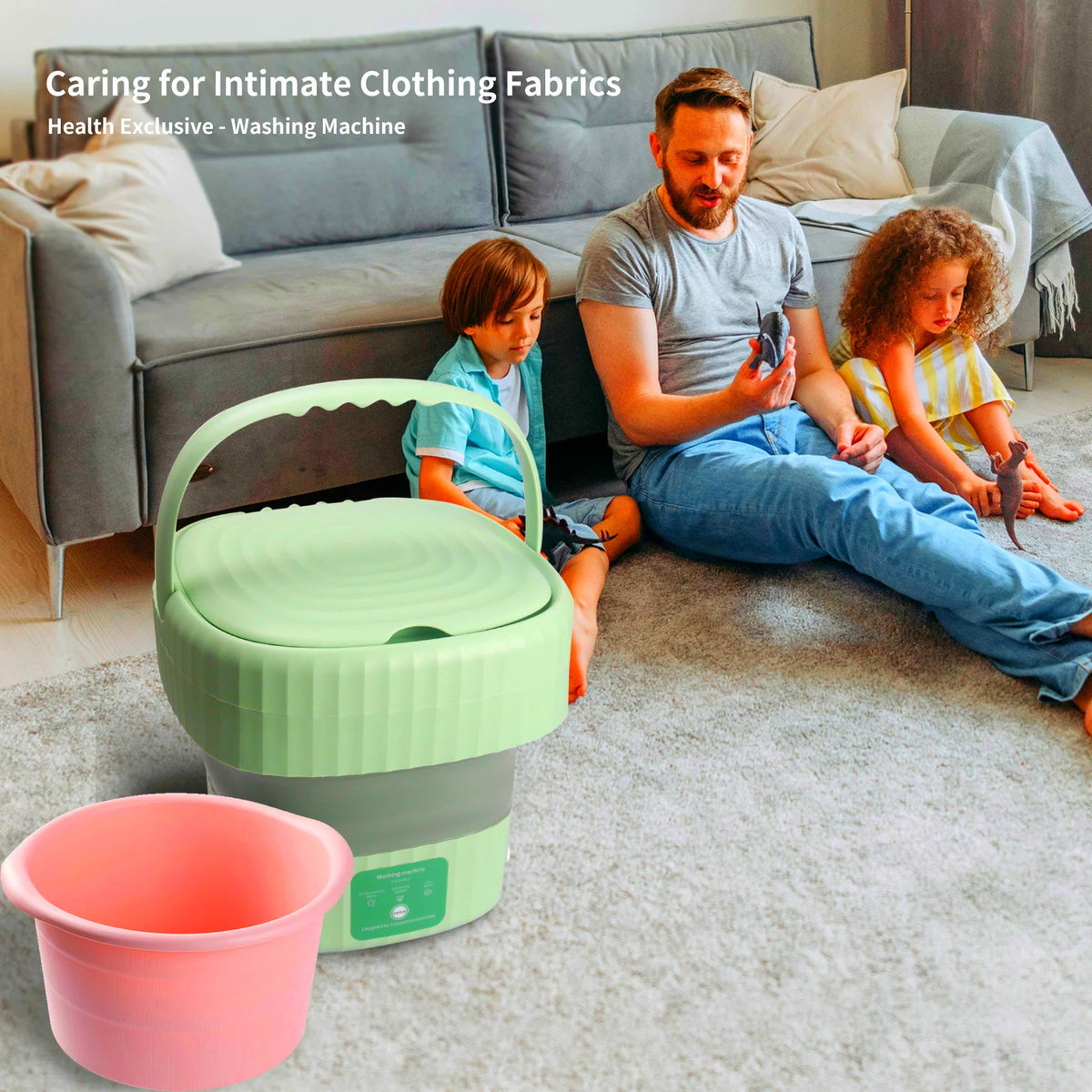 Mini Foldable Washer and Spin Dryer (Green) I148229