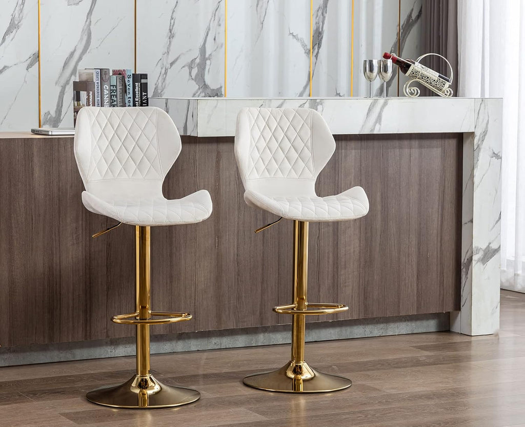 Cream Velvet Swivel Bar Stools Set of 4 X101