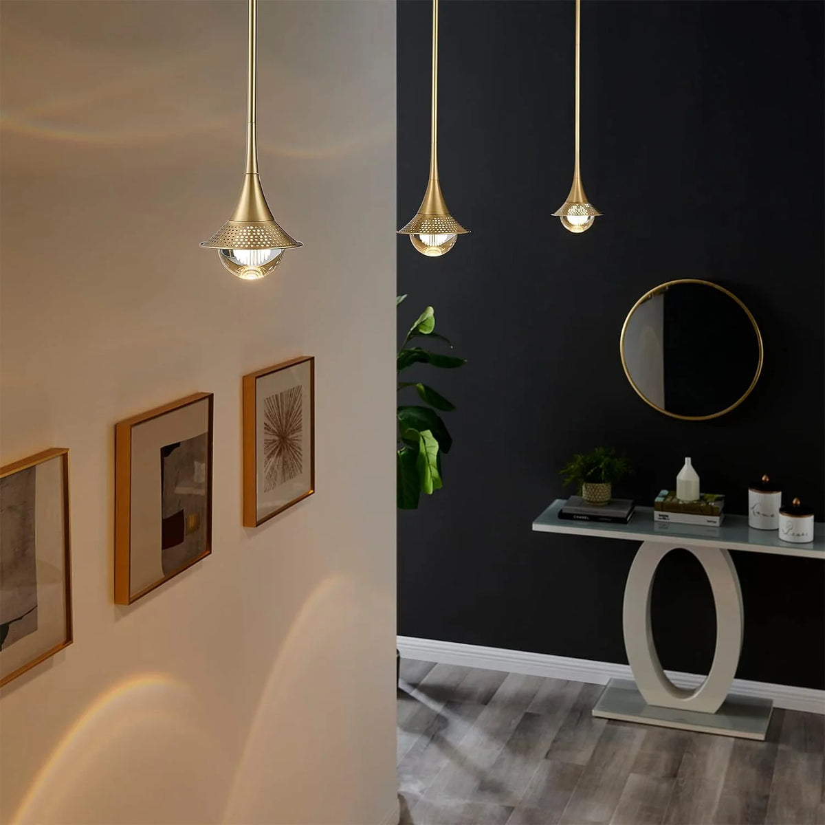 Gold Crystal Pendant Lights with Shade I339347