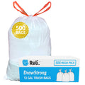 Tall Kitchen Drawstring Trash Bags 13 Gallon 500 Count White C846
