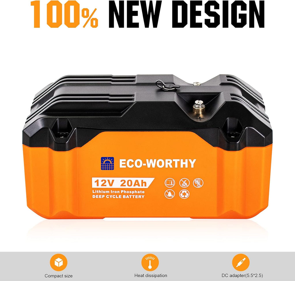 Portable 12V 20Ah LiFePO4 Deep Cycle Rechargeable Battery with Built-in BMS J103567