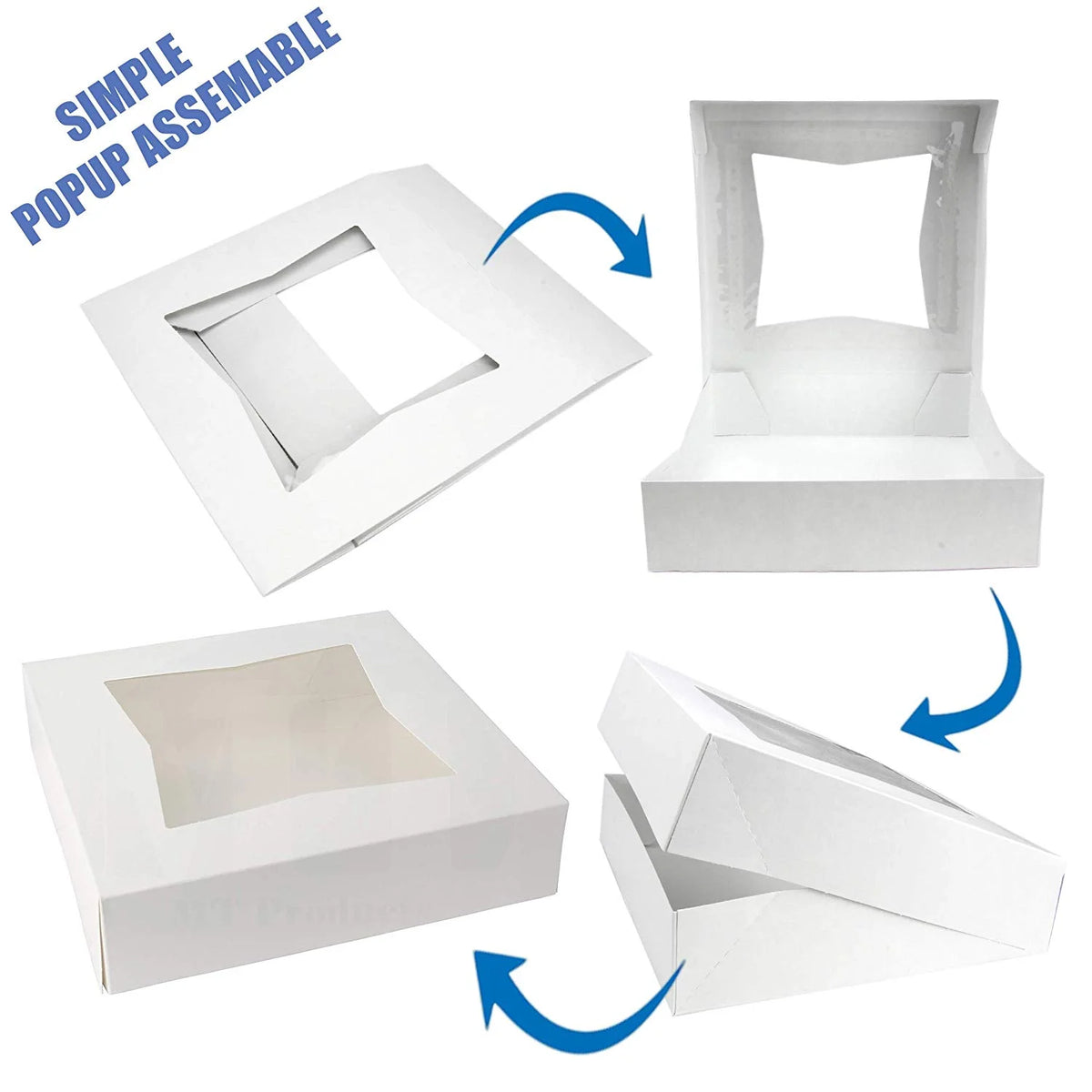 [25 Pack] White Cardboard Pie Box with Window 10x10x2.5" W73081