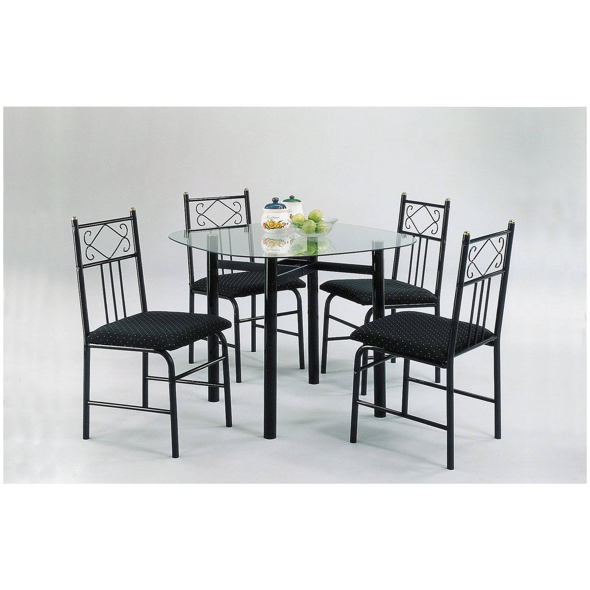 Black & Clear Glass 5-Piece Dining Set A151859