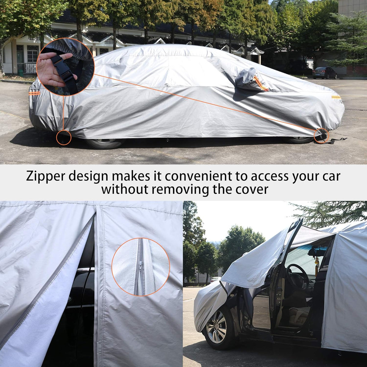 Waterproof All Weather Outdoor Car Cover with Zipper R286