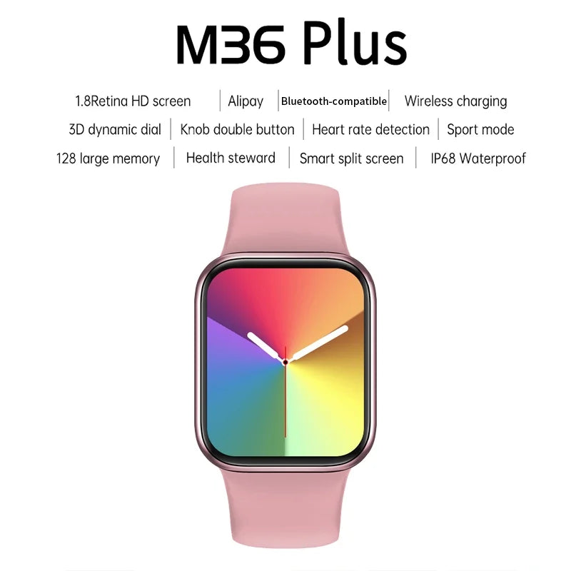 Pink Wireless Bluetooth Smart Watch with Heart Rate Monitor S5542