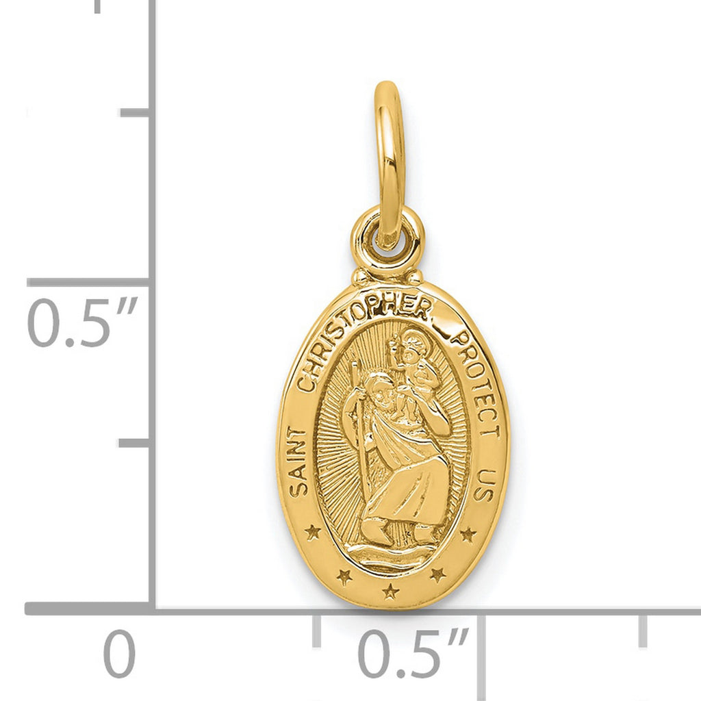 Yellow Gold Oval Saint Christopher Pendant 13 mm x 9 mm V107680