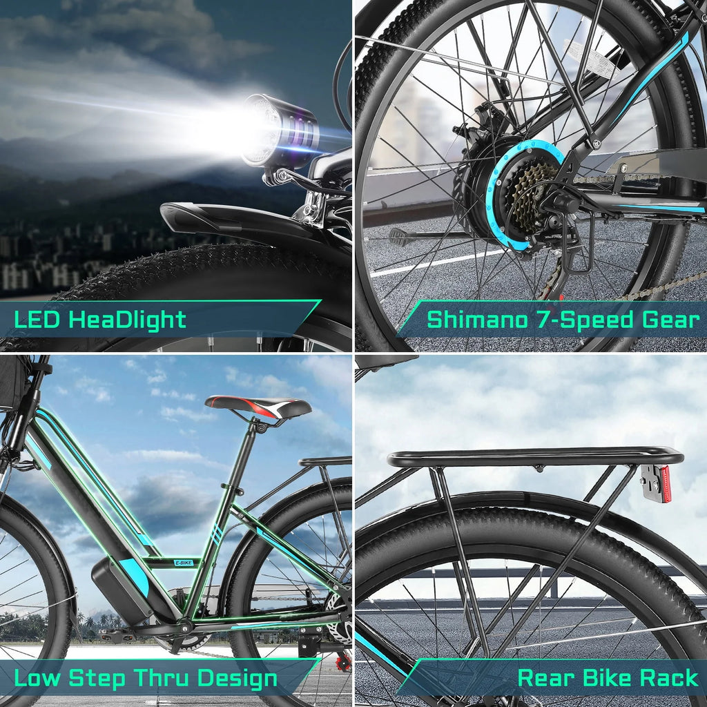 500W 26'' Electric Bike 48V Low Step Frame 7 Speed P8559