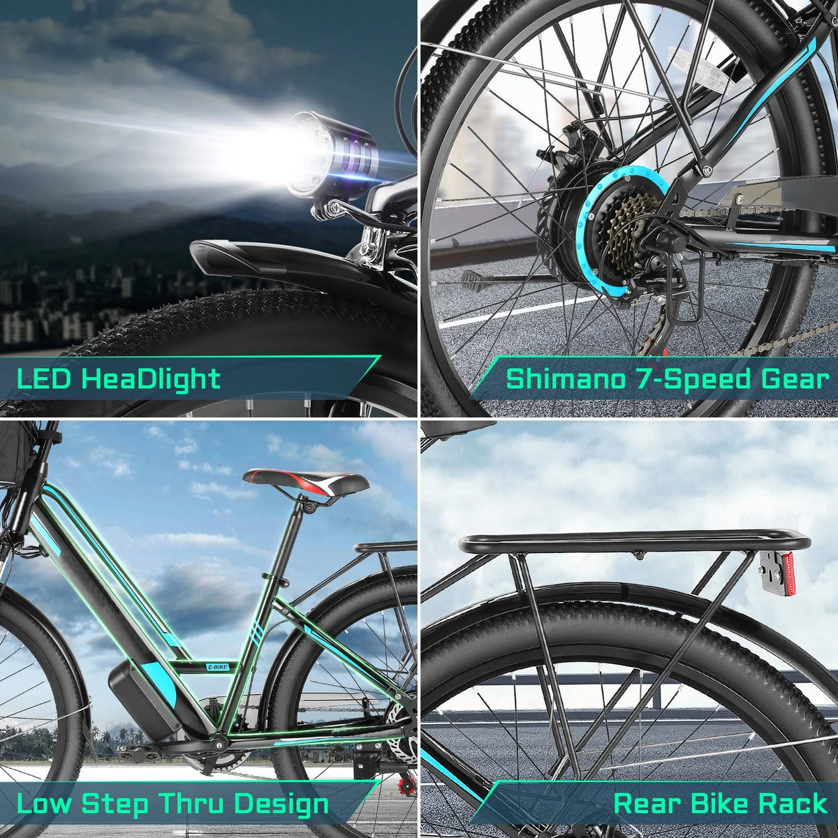 500W 26'' Electric Bike 48V Low Step Frame 7 Speed P8559
