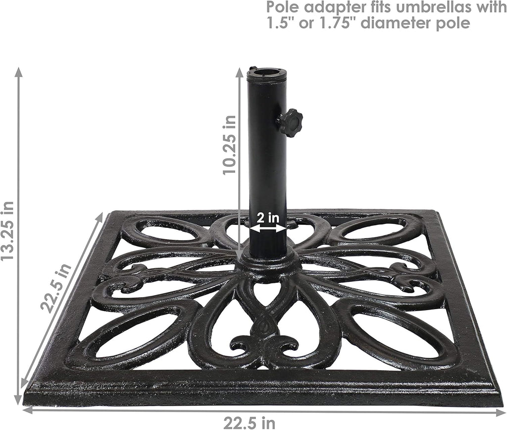 22-Inch Square Cast Iron Umbrella Base Black C663907