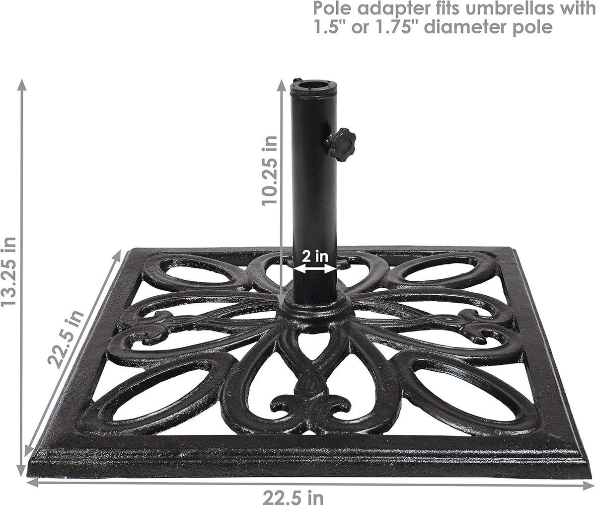 22-Inch Square Cast Iron Umbrella Base Black C663907