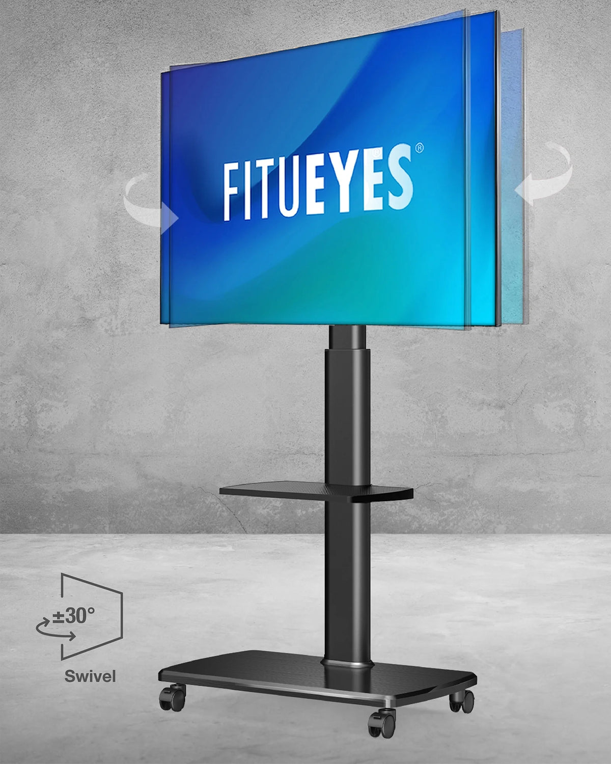 Black TV Stand with Swivel Mount and Adjustable Shelf R4815