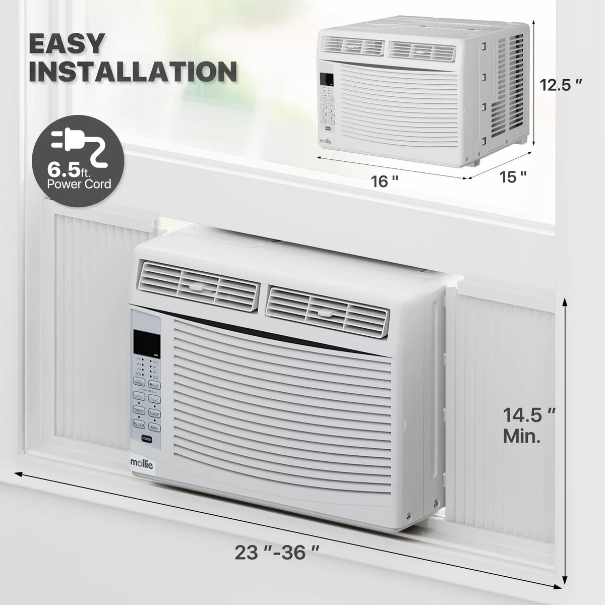 6,000 BTU Smart Window Air Conditioner with WiFi, White J3047