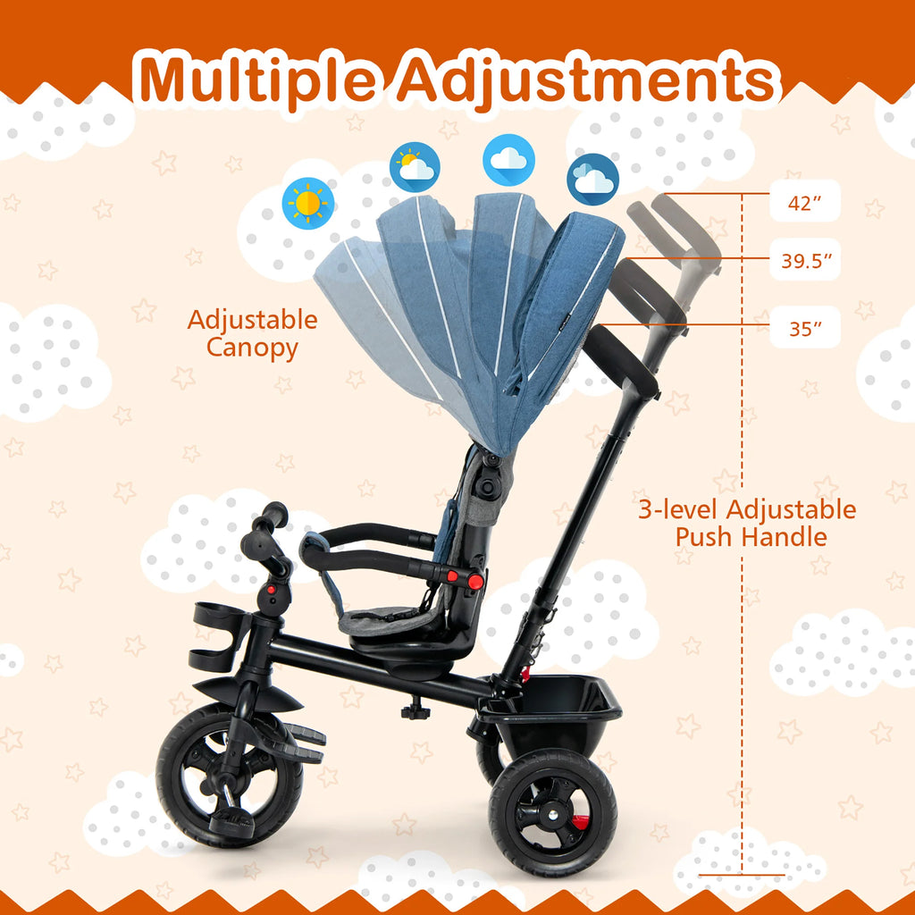 4-in-1 Baby Tricycle Pink T725046