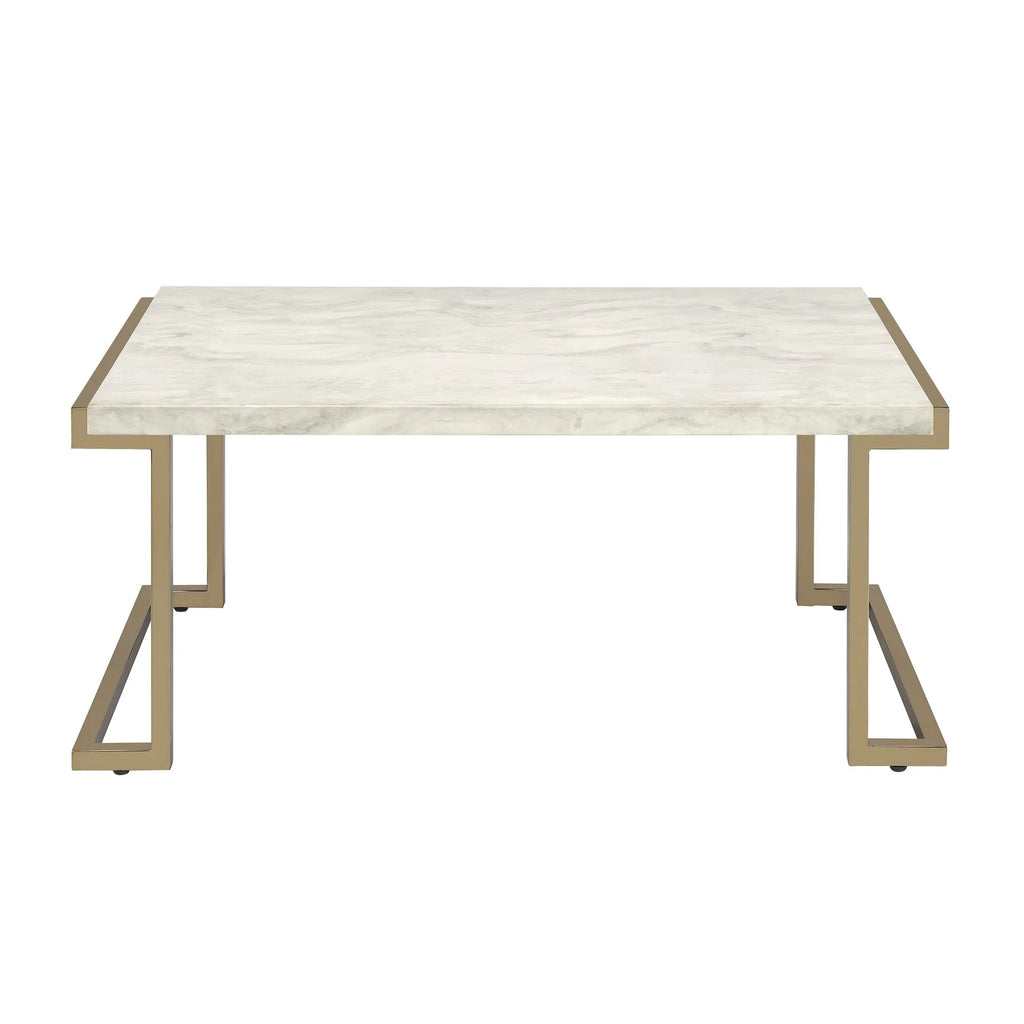 Faux Marble Champagne Sled Base Coffee Table T712