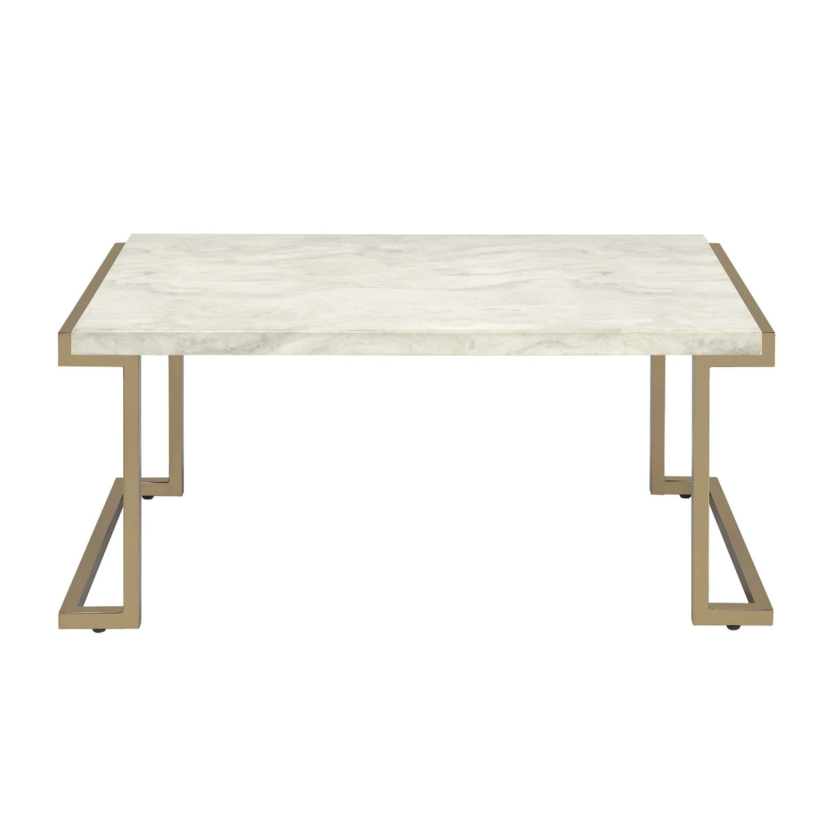 Faux Marble Champagne Sled Base Coffee Table T712