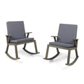Dark Grey Acacia Wood Outdoor Rocking Chair Set of 2 T655