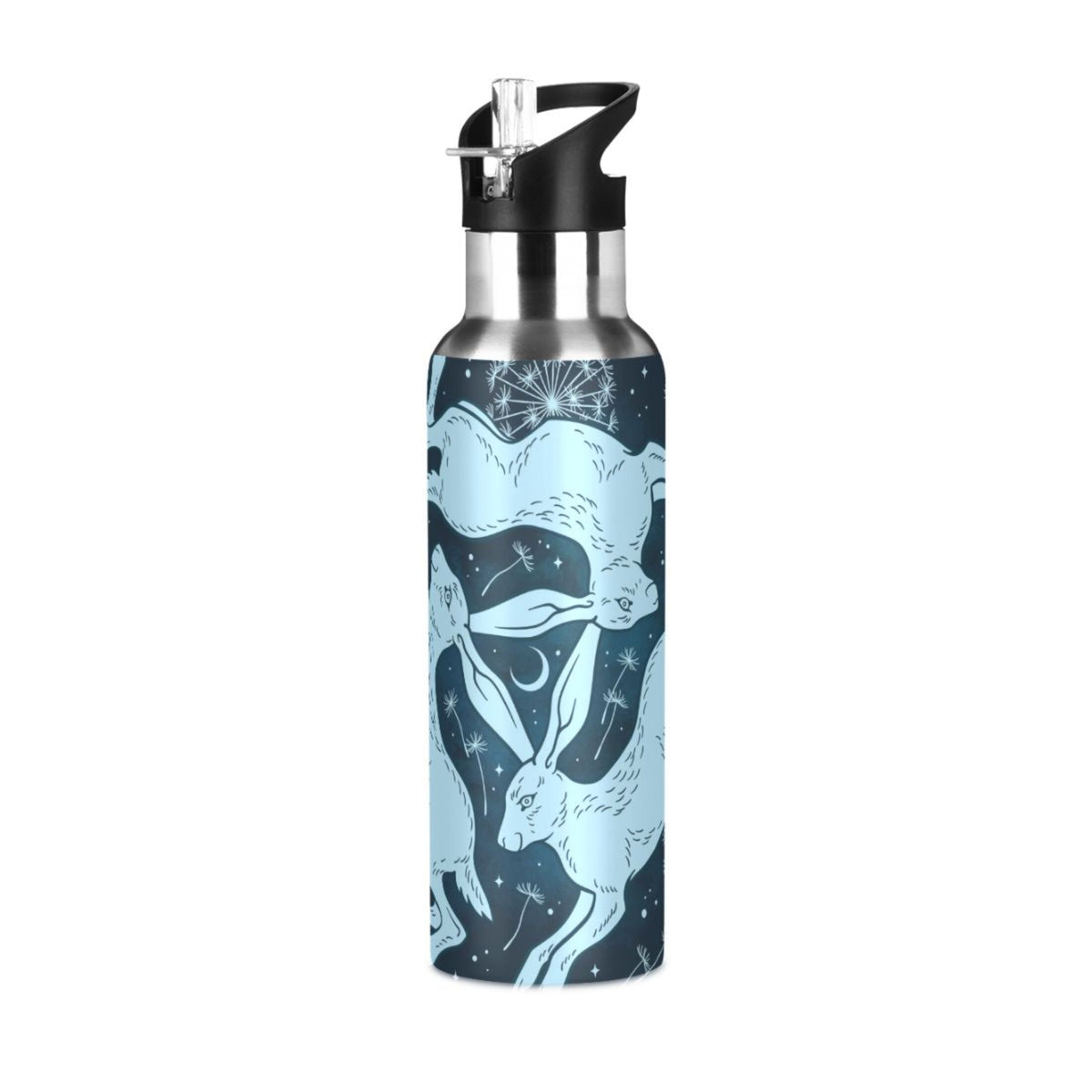 Blue Stainless Steel Insulated Water Bottle with Straw Lid D71538