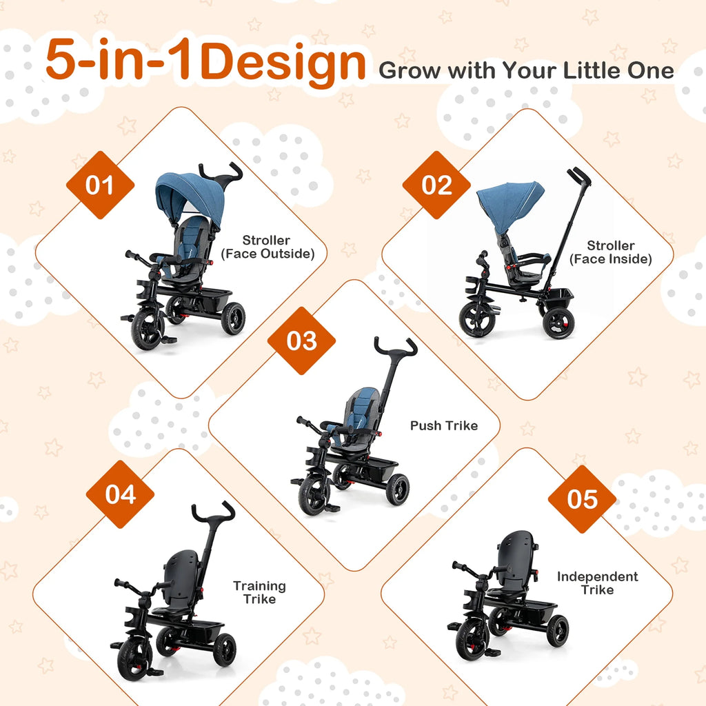 4-in-1 Baby Tricycle Pink T725046