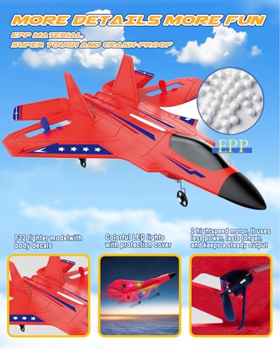 2.4GHz Remote Control Airplane with Gyro Stabilizer LED Light Red X90607