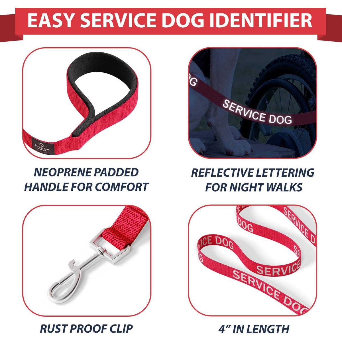 Service Dog Vest with Hook and Loop Straps & Leash Set V81929
