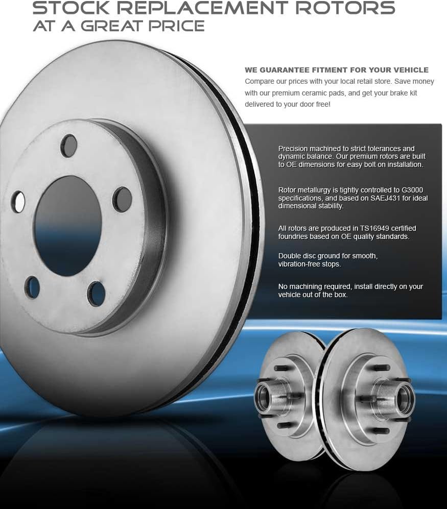 Front and Rear Brake Rotors + Ceramic Pads + Hardware F738