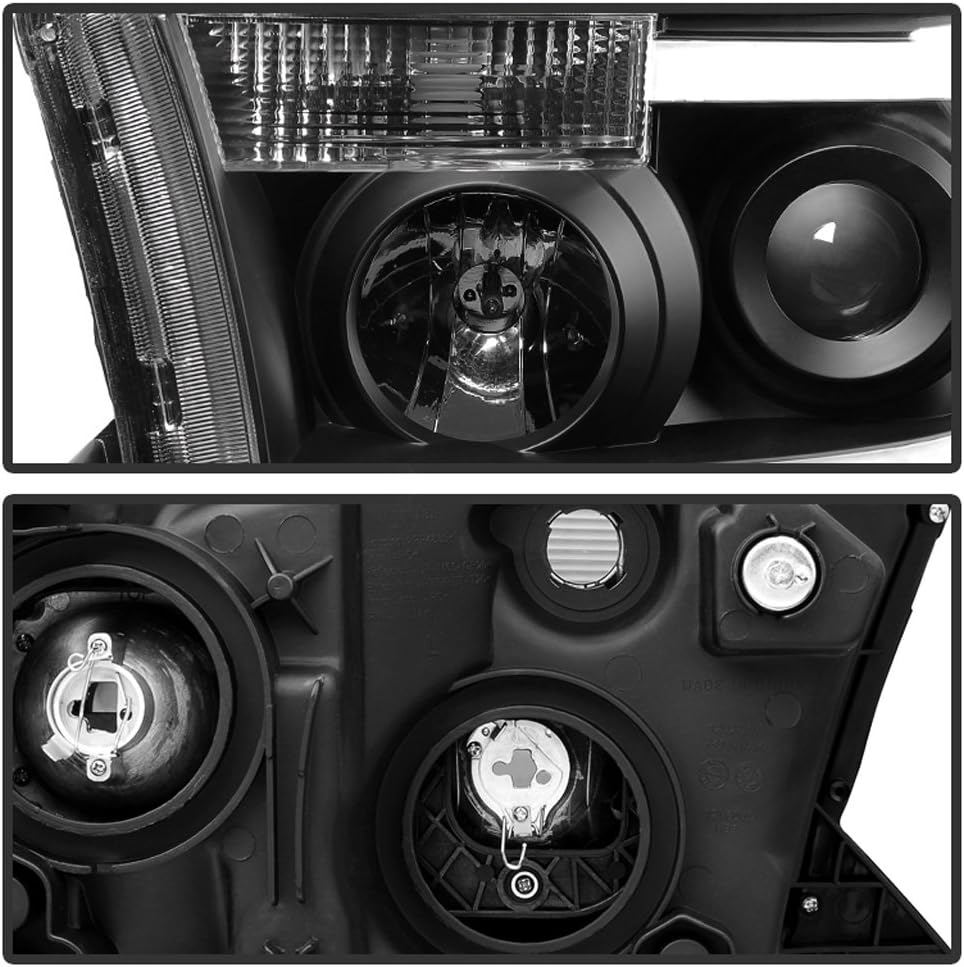 Black LED Tube Projector Headlights Pair M726