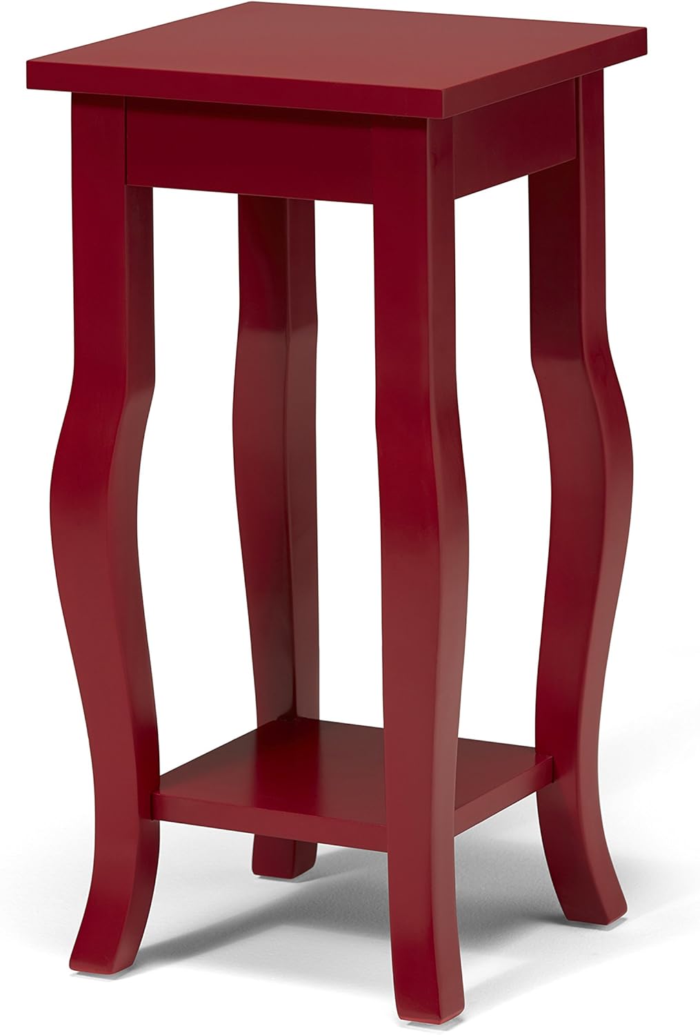Black Wood Pedestal End Table with Display Shelf X7133
