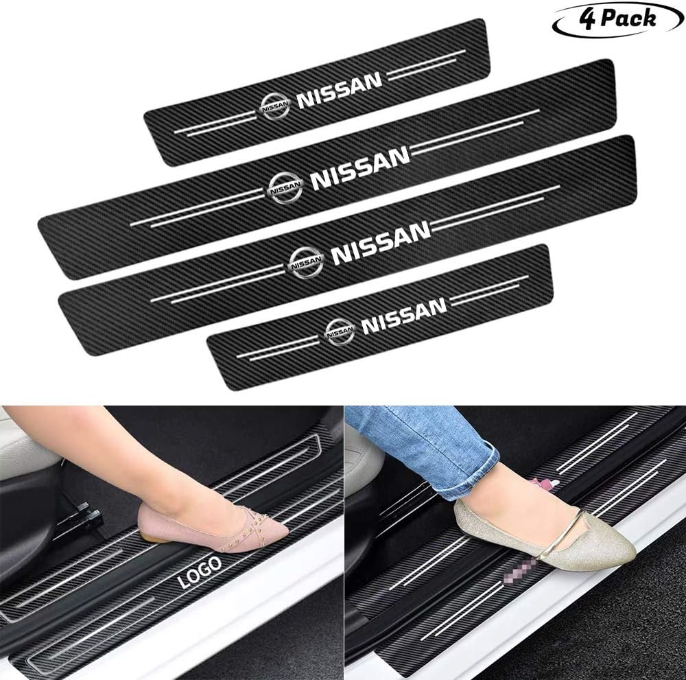 4pcs Carbon Fiber Door Sill Plate Protectors T285