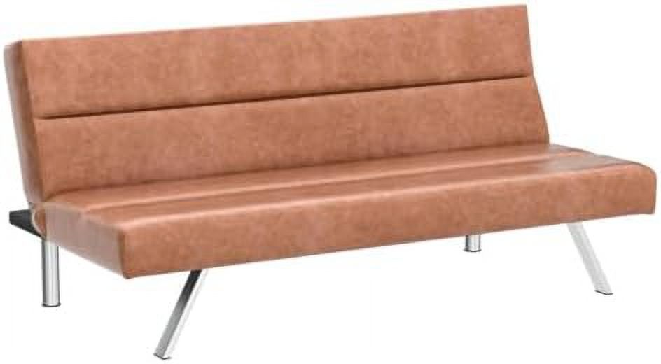 Caramel Leather Futon Sofa Bed Y398052