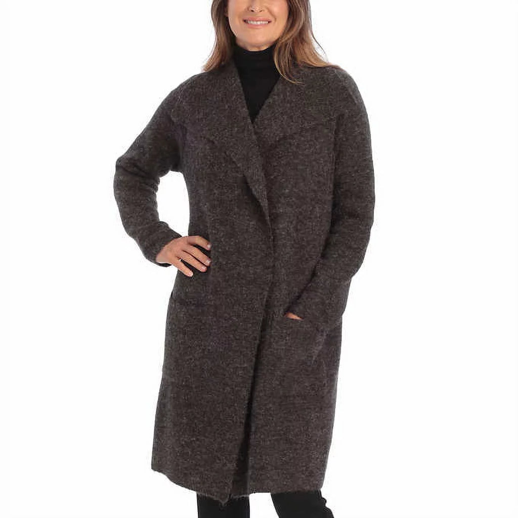 Gray Soft Drape Collar Sweater Coat W618