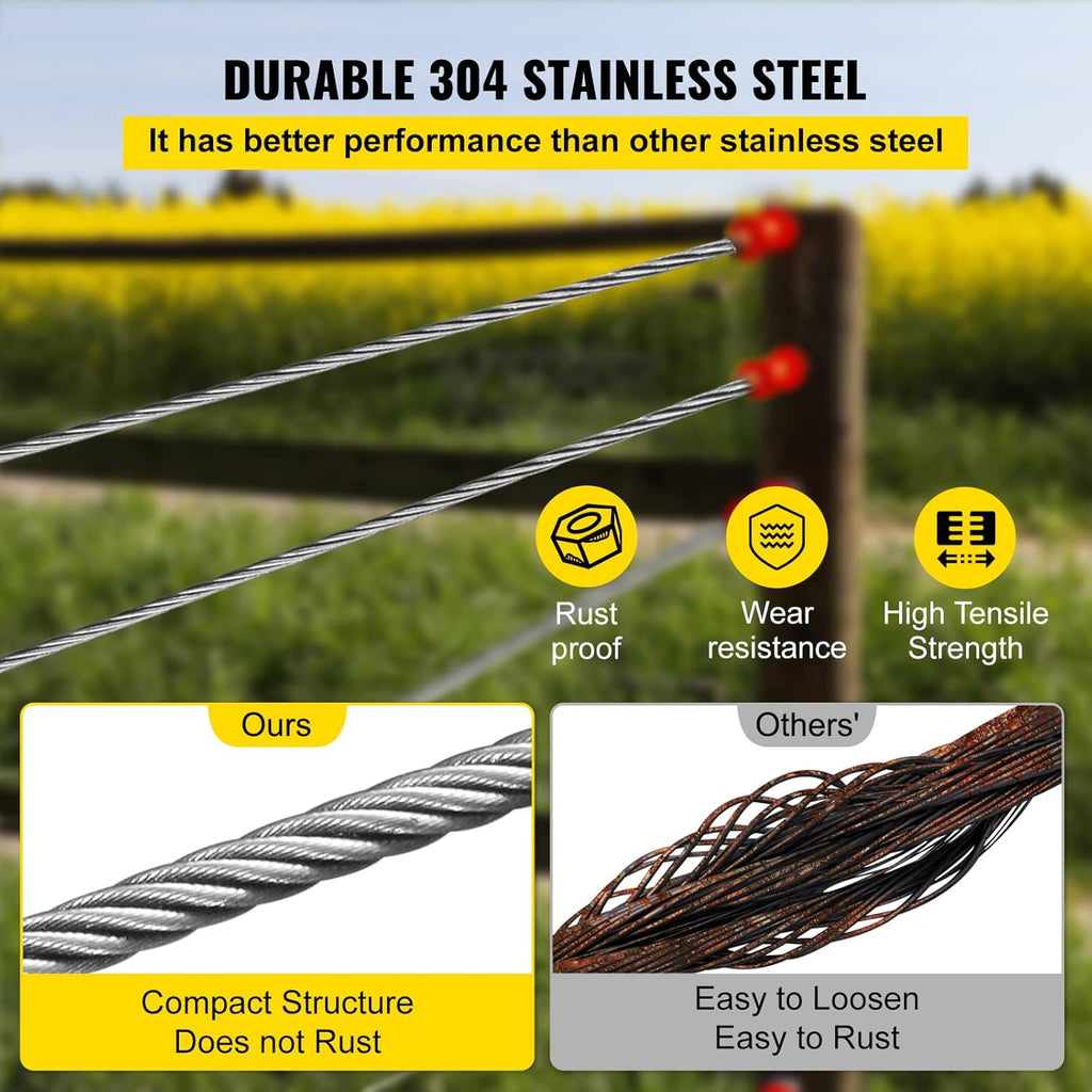 Stainless Steel Cable Railing 3/16"x 250ft, 304 Marine Grade, 7x19 Strands Construction O850